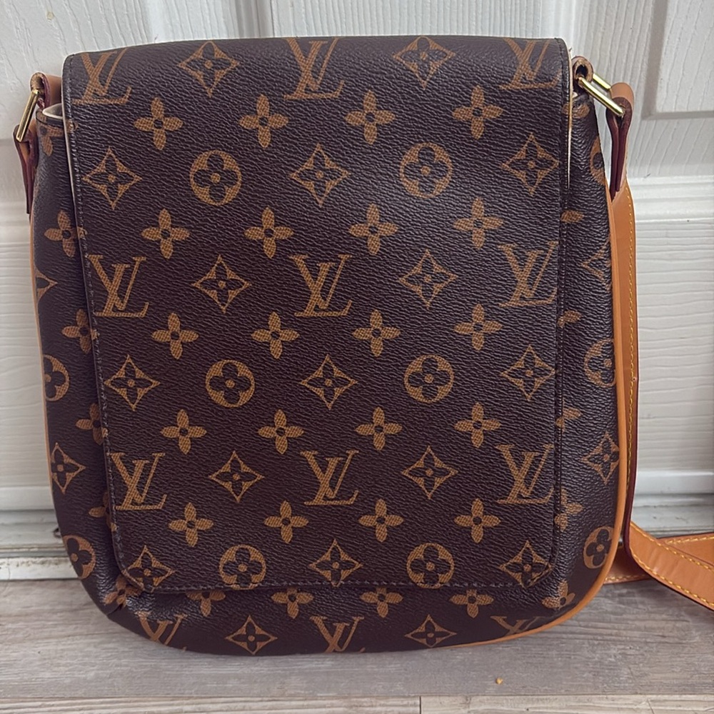 Monogram Crossbody Shoulder Bag in Brown and Tan - Picture 8 of 8